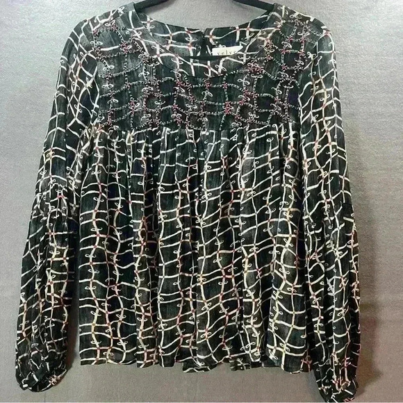 Tops - Velvet Graham & Spenser Nordstrom Layered Blue Beads Flowy Blouse Size Small